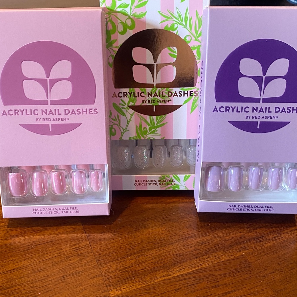 Acrylic Nail Dashes, 3 sets. Brand new in boxes.